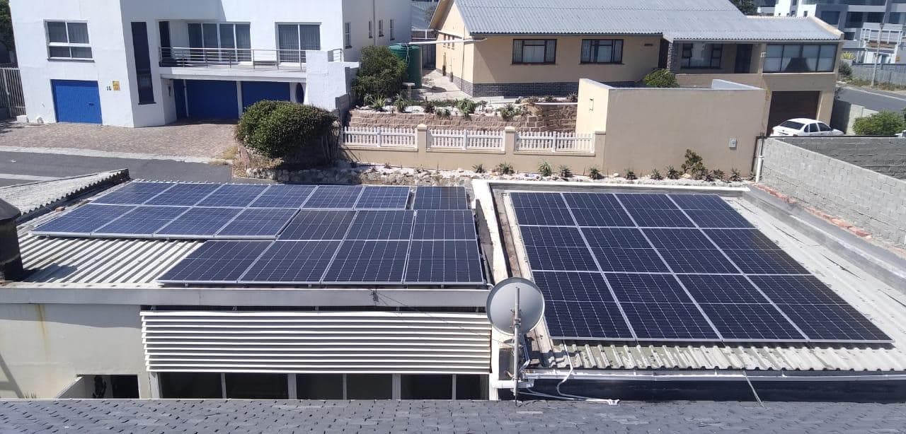 Completed solar panel installation on a Cape Town residential rooftop