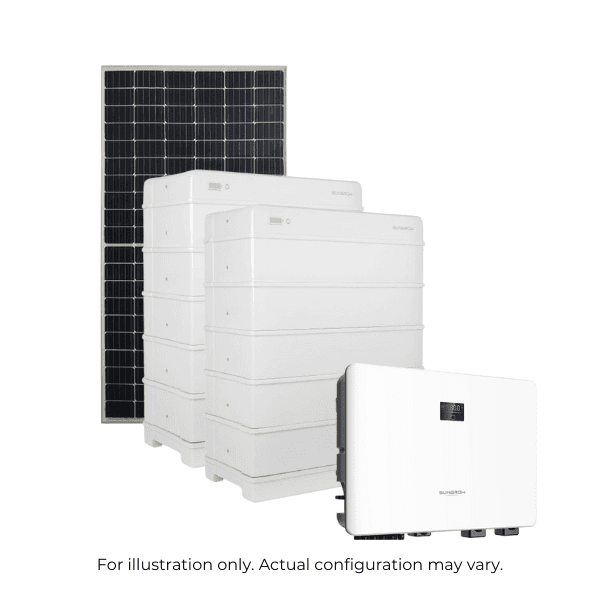 Sungrow 25kW three-phase hybrid inverter with 38.4kWh battery pack